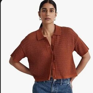 Madewell crochet button-down sweater tee - Small